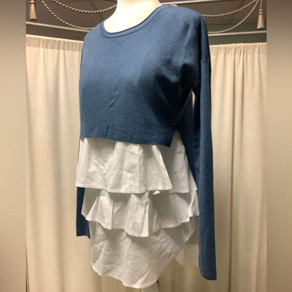 Twinset Simona Barbieri Wool High Low Sweater Cotton Ruffle Cami Set - Picture 4 of 15